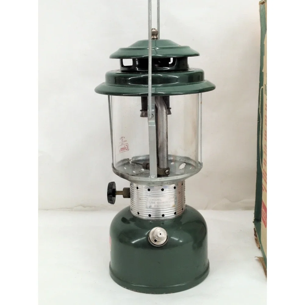 Green COLEMAN 220F 1 - 1971 Double Mantle 220F195 Lantern W/ Box Good Shape Camp